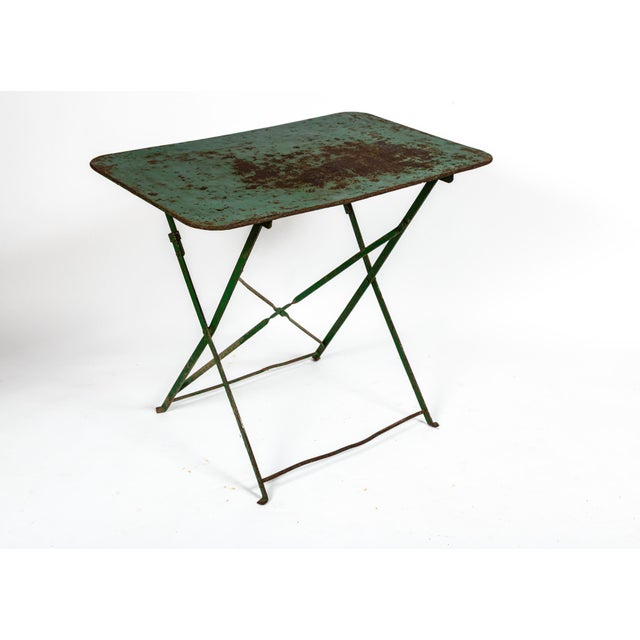 French French Painted Wrought Iron Folding Garden Table, Circa 1920's For Sale - Image 3 of 7
