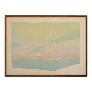 Landscape in Pastel Hues Embossed Lithograph For Sale