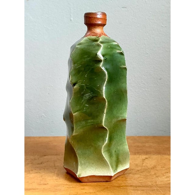 Vintage Green Sculptural Ceramic Vase For Sale - Image 16 of 18