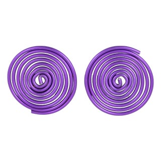 David Spada Modernist Purple Coiled Aluminum Clip Earrings For Sale
