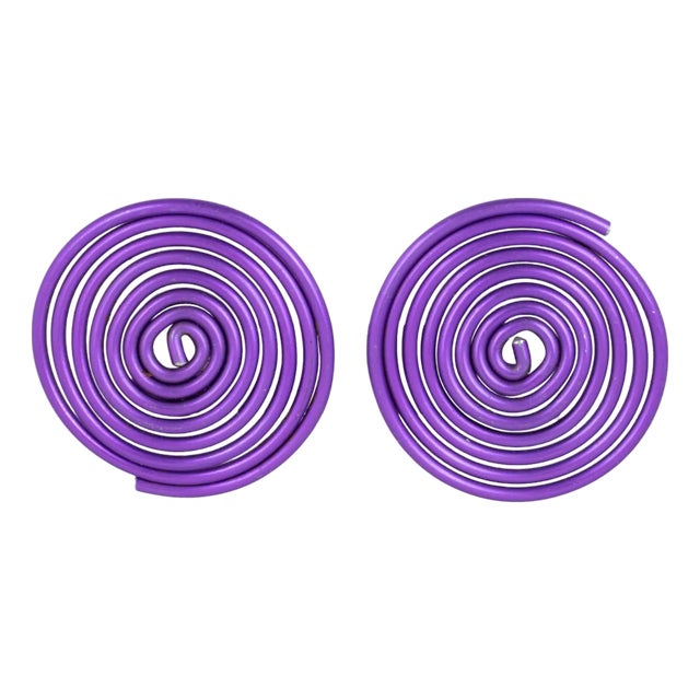 David Spada Modernist Purple Coiled Aluminum Clip Earrings For Sale