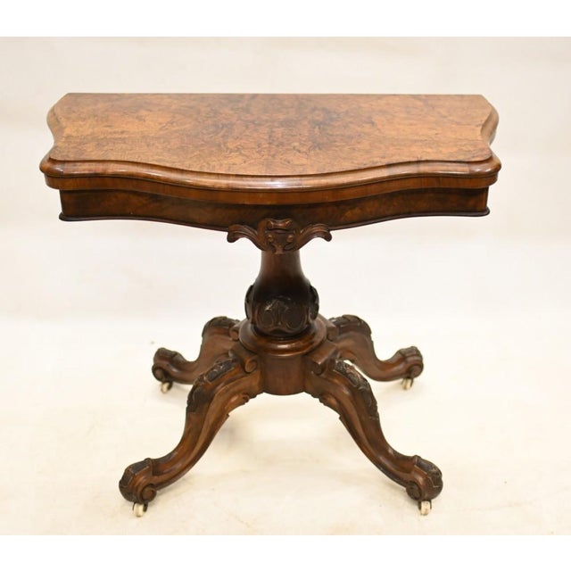 Victorian Card Table in Burr & Walnut, 1880s For Sale - Image 12 of 12