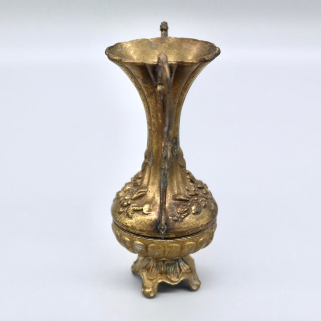 Italian Vintage Italian Gilt Metal Bud Vase For Sale - Image 3 of 9