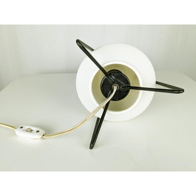 White Plastic & Black Metal Table Lamp attributed to Bag Turgi, 1960s For Sale - Image 6 of 8