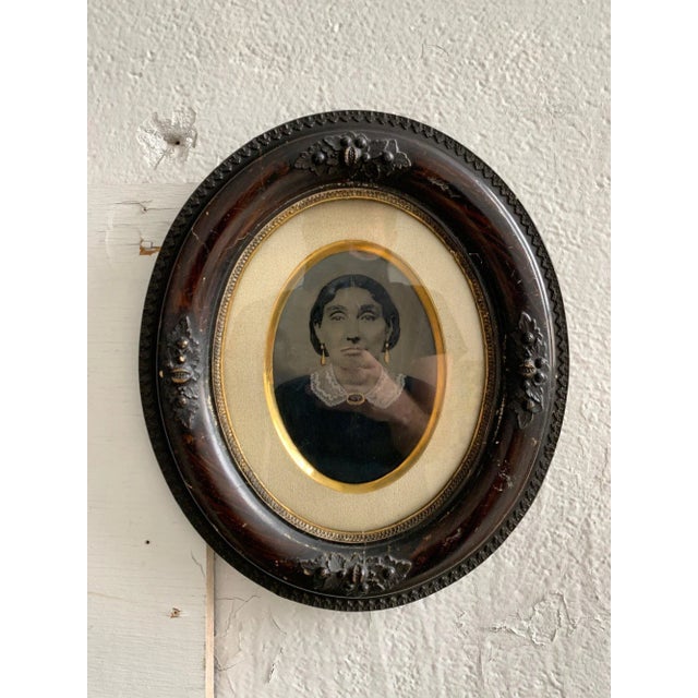 Mid 19th Century Portrait of a Woman Tintype with Hand-Tinted Detailing, Framed For Sale - Image 10 of 10