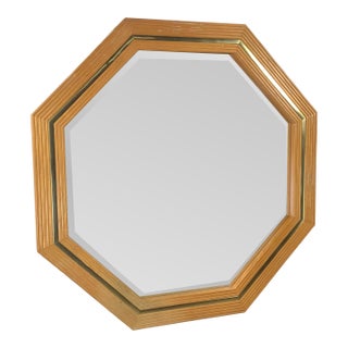 Vintage Modern Faux Bamboo Octagonal Wall Mirror For Sale