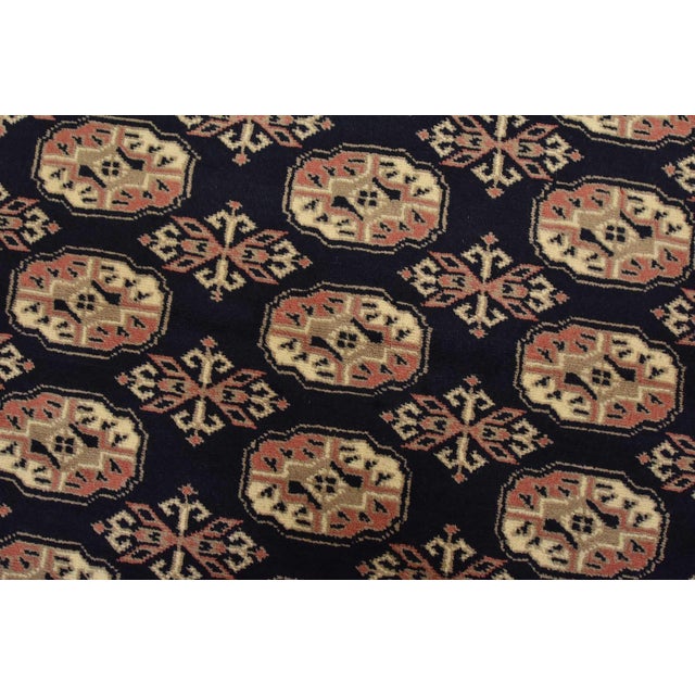 Textile Bokhara Rug 4’1” X 6′ Blue Wool Tribal Hand-Knotted Oriental Carpet For Sale - Image 7 of 12