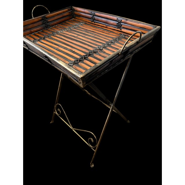 Asian Antique 1990s Butler Tray Table Bamboo For Sale - Image 3 of 5