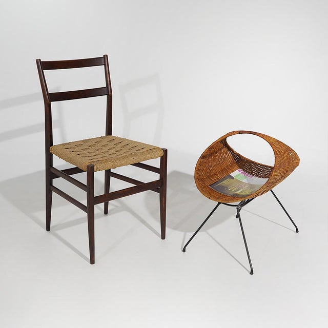 Rattan Magazine Rack with Metal Legs, 1950s For Sale - Image 12 of 13