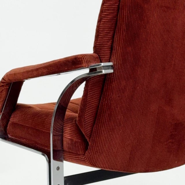 Mid-Century Modern Italian Lounge Chair in Brown Velvet and Cast Chrome, 1980s For Sale - Image 9 of 11