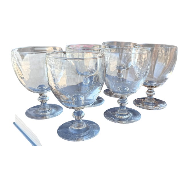 Set of 6 Frederick Carder for Steuben Crystal Wine Glass Water Goblets c.1930's