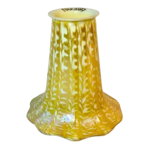 American Quezal Glass Opalescent Gold Zipper Pattern Lamp Shade