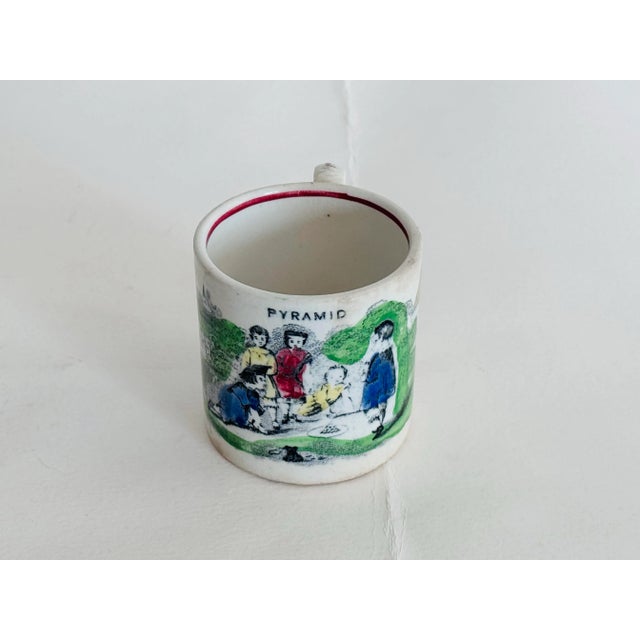 English Mid-19th Century Staffordshire Ironstone Transferware Childs Mug “Pyramid” For Sale - Image 3 of 7
