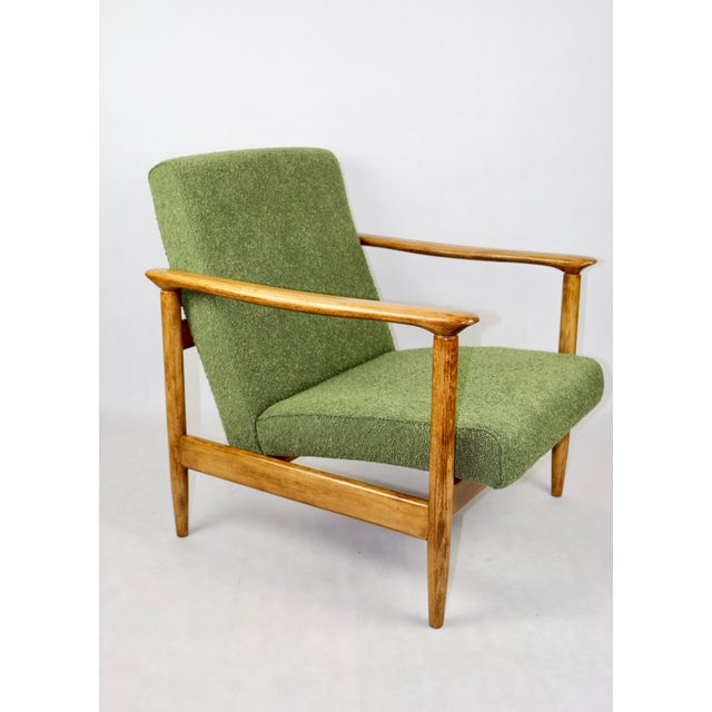 Light Green Boucle GFM-142 Armchair attributed to Edmund Homa, 1970s For Sale - Image 12 of 12