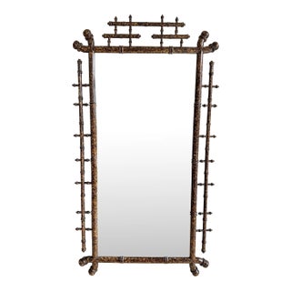 Vintage Monumental William Switzer Faux Tortoiseshell Bamboo Hollywood Regency Wall Mirror, 99” H – English Regency Style, Overscale For Sale