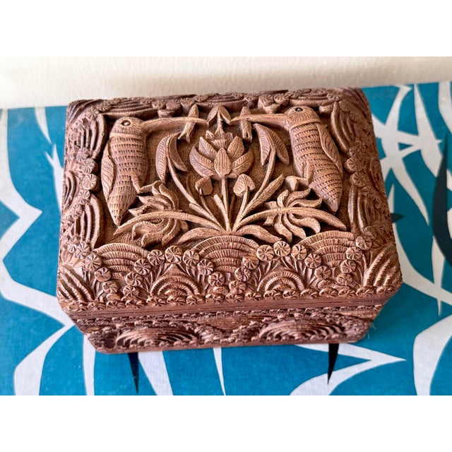 1940s Hand-Carved Wooden Cigarette Dispenser Box For Sale - Image 11 of 11