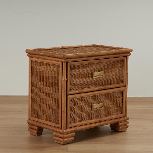 Ornamental & Decorative Materials Pair of Vintage Faux Bamboo and Wicker Stands by American of Martinsville For Sale - Image 7 of 18