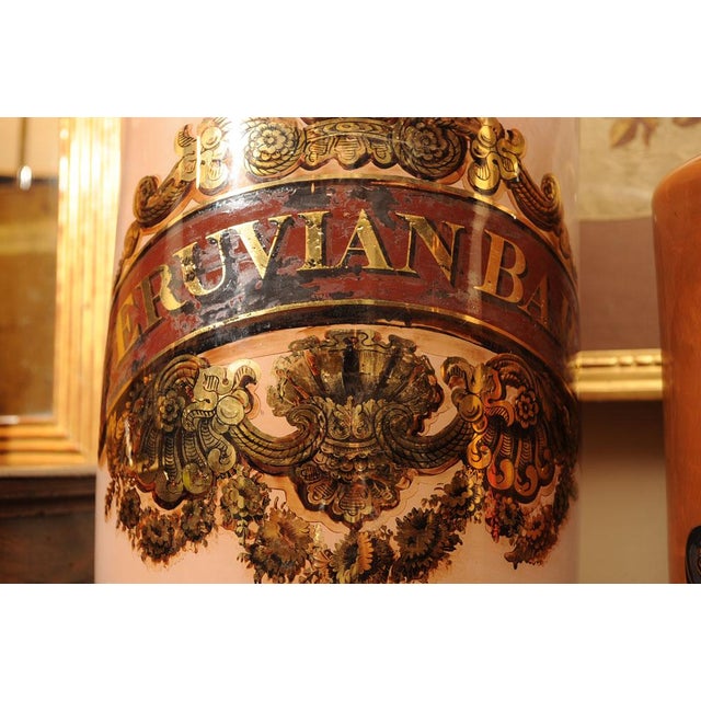 1830 English Reverse Painted Glass Pharmacy Jars - a Pair For Sale - Image 10 of 10