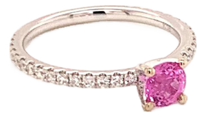 Diamond Tourmaline Rubellite Ring 6.5 18k Gold 1.04 TCW Certified