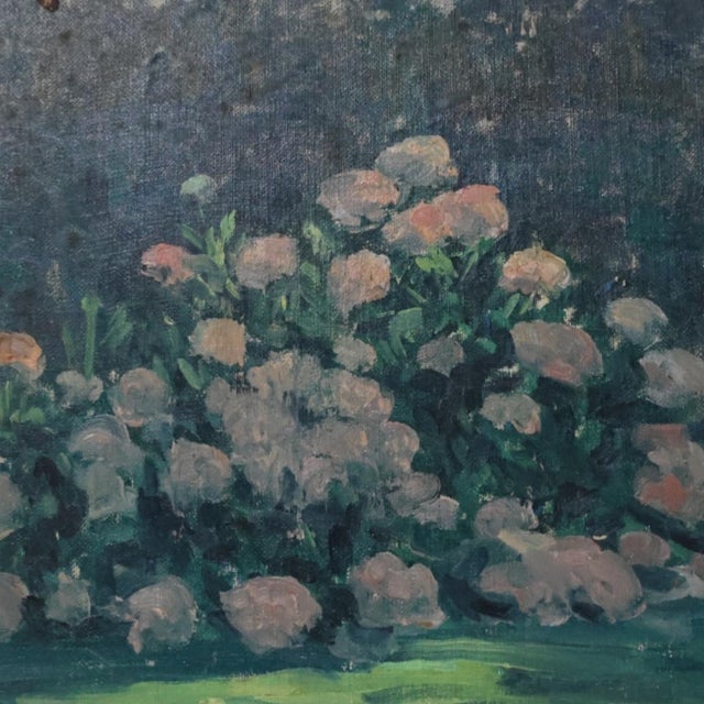 French Mid-20th Century French Pink Hydrangeas Painting For Sale - Image 3 of 3