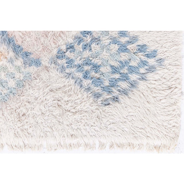 Cream Doris Leslie Blau Vintage Scandinavian Geometric Cream Hand-Knotted Rug Pile For Sale - Image 8 of 9