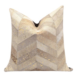Canvello Genuine Cowhide Leather Decorative Throw Pillow With Feather Down Insert Included For Sale