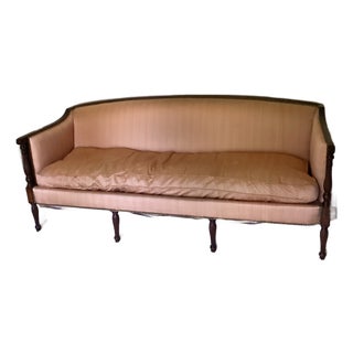 Vintage Lammerts Louis XV Adapted Peach Silk Damask Sofa, Excellent Condition For Sale