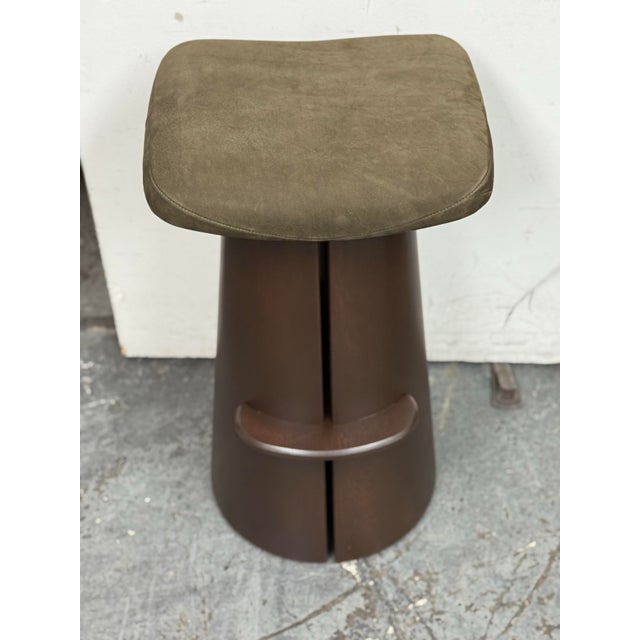 2020s Custom Made Weston Espresso Nubuck Bar Stool For Sale - Image 5 of 12