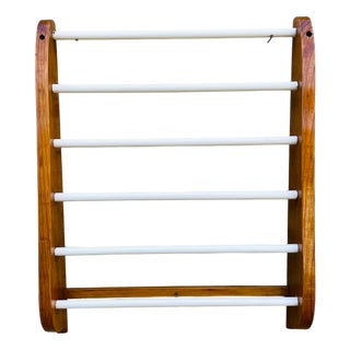 Vintage Oak Wall Mount Rack, 1970s For Sale