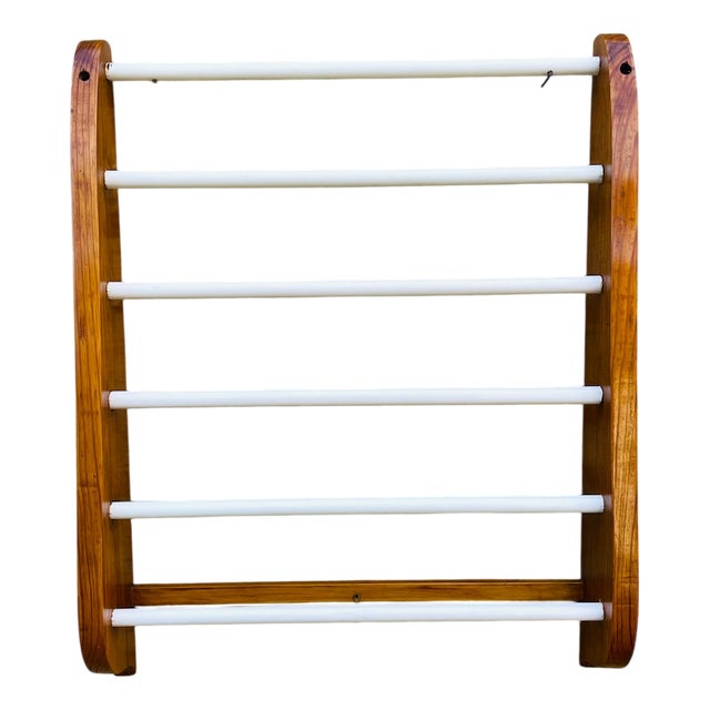 Vintage Oak Wall Mount Rack, 1970s For Sale