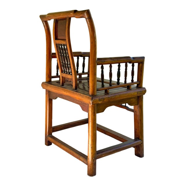 Mid 19th Century Antique Chinese Elm Wood Vintage Chinese Side Chair- With a Warm Golden Glow! For Sale