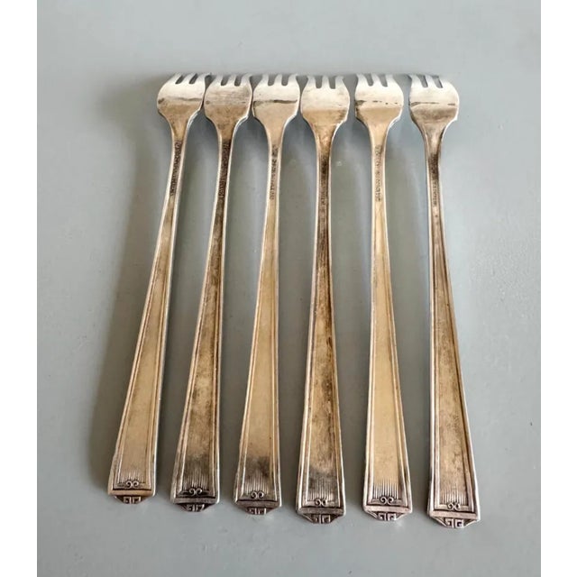 Antique Silverplate Appetizer Forks Holmes & Edwards Century Pattern Set of 6 For Sale In New York - Image 6 of 7