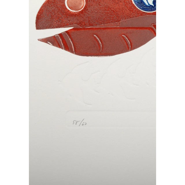 Modern Red Fish, Martin Barooshian Intaglio Aquatint Etching, Signed and Numbered in Pencil For Sale - Image 3 of 5