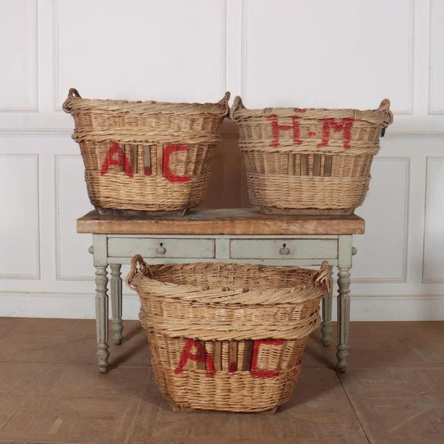 Collection of wicker grape baskets from the Champagne area. Very sturdy and well made. 1920. This piece is designed in the...