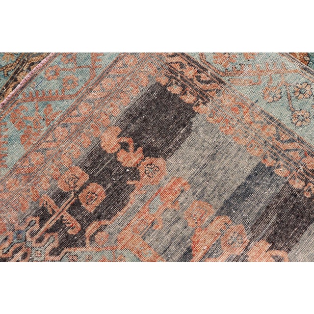 Antique Konya Oushak Rug With Geometric Medallions in Blue, Rust, and Ivory For Sale - Image 13 of 13