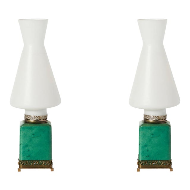Pair of Mid-Century Console Lamps by Aldo Tura, 1950s For Sale