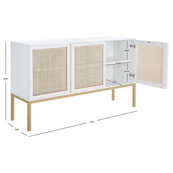 Spritely Home 2 Shelf Rattan Sideboard - White/Gold For Sale - Image 4 of 10