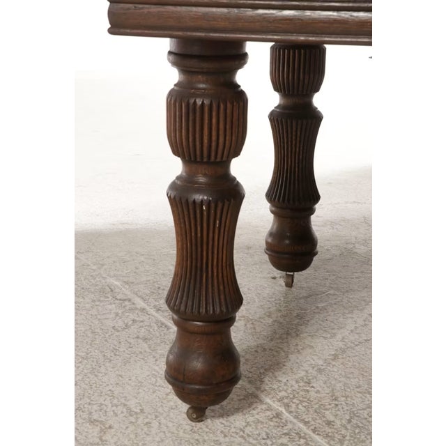 Antique Jacobean Revival Oak Draw-Leaf Dining Table With Baluster Legs For Sale In Cincinnati - Image 6 of 7