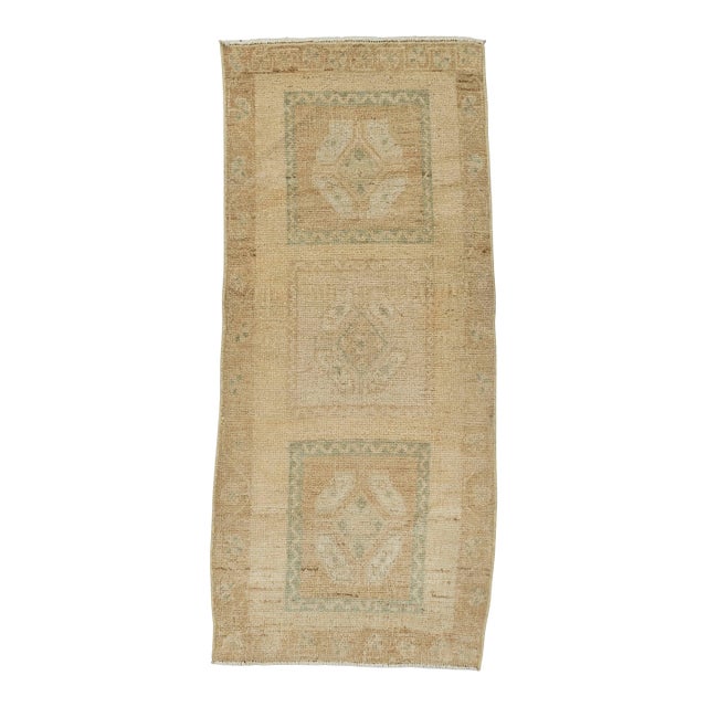 Turkish Mini Rug Oriental Hand Knotted Vintage Rug 1'8" x 3'10" #21174 For Sale