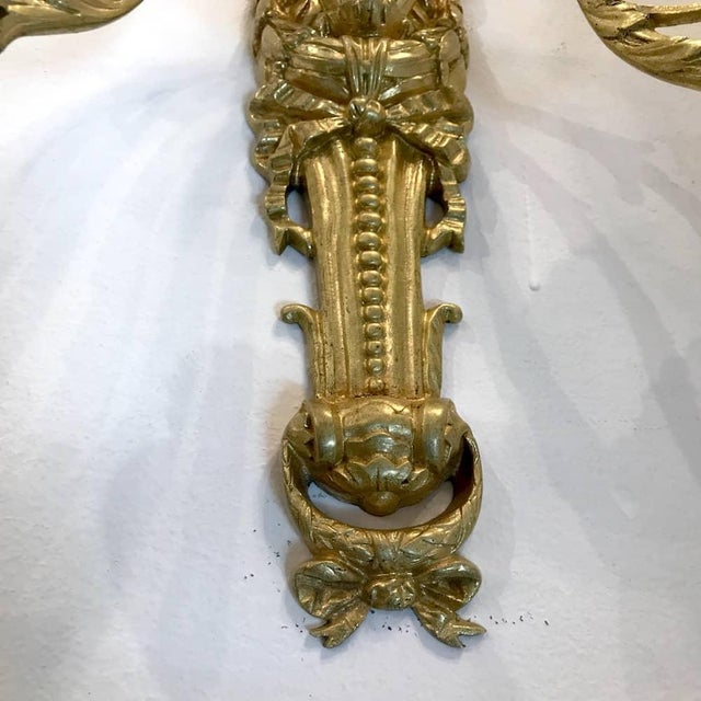 Gold Antique Gilded Bronze Wall Lights, Set of 2 For Sale - Image 8 of 11