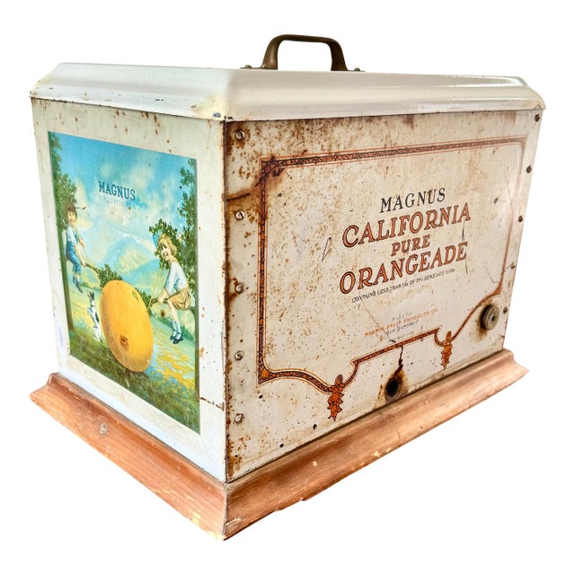 Antique 1920’s Magnus California Pure Orangeade Beverage Dispenser, Vintage San Francisco California Advertising For Sale