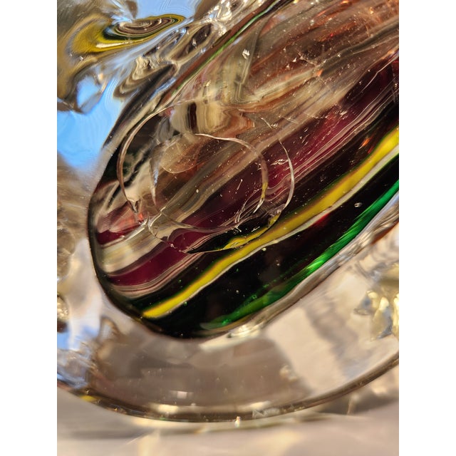 Canary Yellow Vintage Murano Ribbon Art Glass Trumpet Vase – Jico Import, C. 1970s For Sale - Image 8 of 9