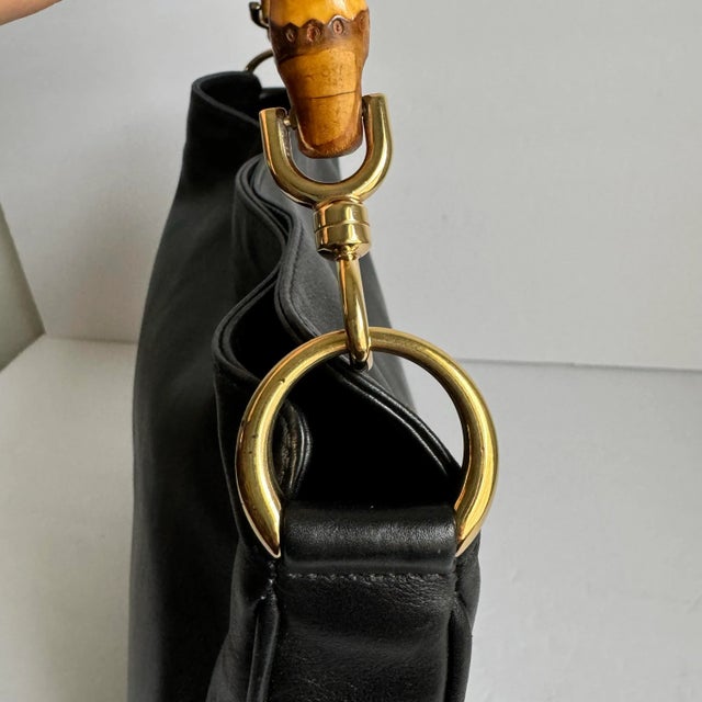 Gucci Diana Era Bag Bamboo Top Handle Purse 90s Vintage Designer Black Leather For Sale - Image 6 of 12