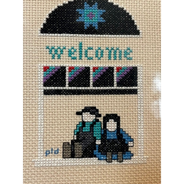 Vintage Amish Cross-Stitch For Sale - Image 4 of 6