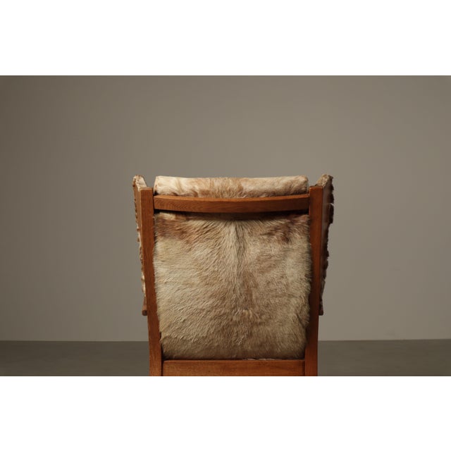 Set of Vintage Brutalist Oak Lounge Chair with Ottoman, 1960s For Sale - Image 15 of 16
