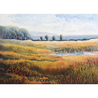 1990s Nicolette Jelen "Summer Morning Vii" Signed Aquatint Etching Art Print Landscape For Sale