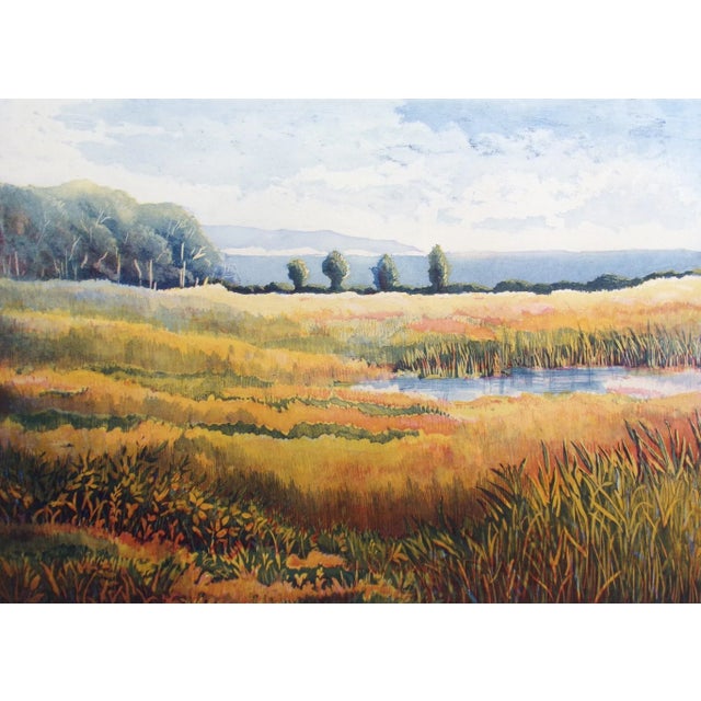 1990s Nicolette Jelen "Summer Morning Vii" Signed Aquatint Etching Art Print Landscape For Sale