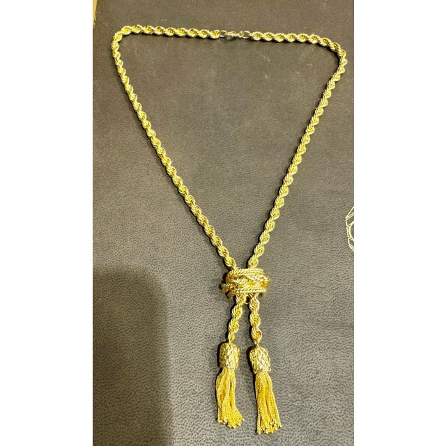 Early 21st Century 14k Solid Yellow Gold Adjustable Rope Lariat Slider Stopper Chain Y Necklace 53G For Sale - Image 5 of 18