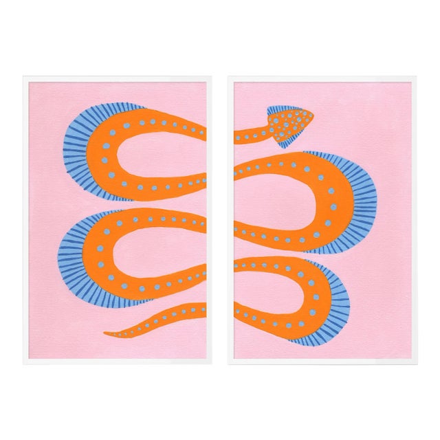 Razzle the Snake by Willa Heart in White Framed Paper, Medium Art Print For Sale