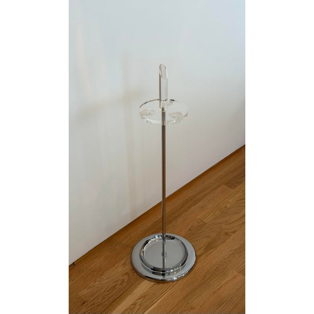Alessandro Albrizzi 1970s Modernist Chrome and Lucite Round Fireplace Tool Set - 4 Pieces For Sale - Image 4 of 12